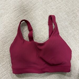 Athleta Ribbed Maroon Sports Bra